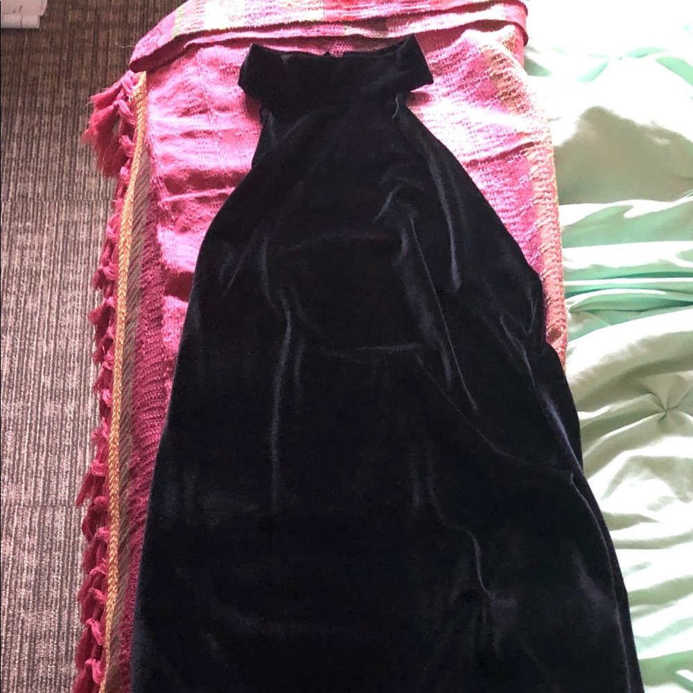 Velvet midi dress.